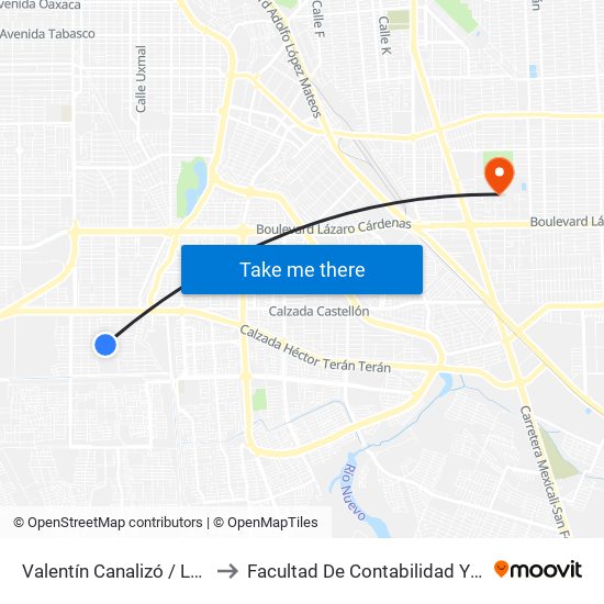 Valentín Canalizó / Los Coroneles to Facultad De Contabilidad Y Administracion map