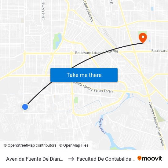 Avenida Fuente De Diana / Fuente De Musas to Facultad De Contabilidad Y Administracion map