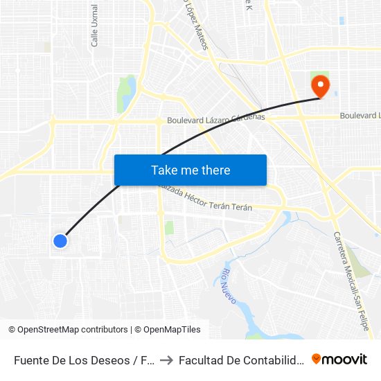 Fuente De Los Deseos / Fuente De Los Tritones to Facultad De Contabilidad Y Administracion map