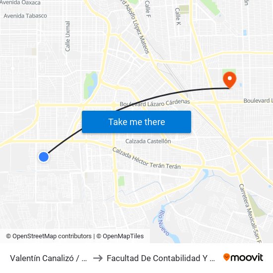 Valentín Canalizó / Federación to Facultad De Contabilidad Y Administracion map