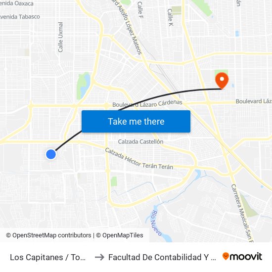 Los Capitanes / Tomás Pantoja to Facultad De Contabilidad Y Administracion map