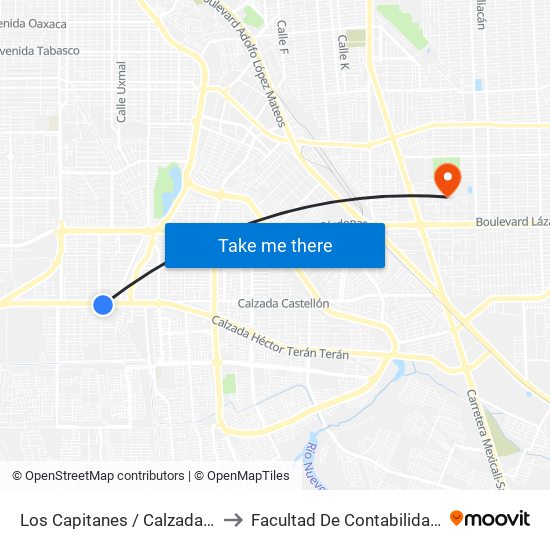 Los Capitanes / Calzada Héctor Terán Terán to Facultad De Contabilidad Y Administracion map