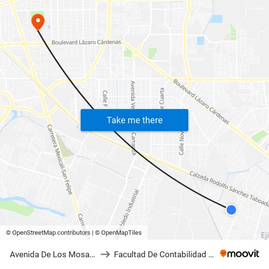 Avenida De Los Mosaicos / Lagunas to Facultad De Contabilidad Y Administracion map