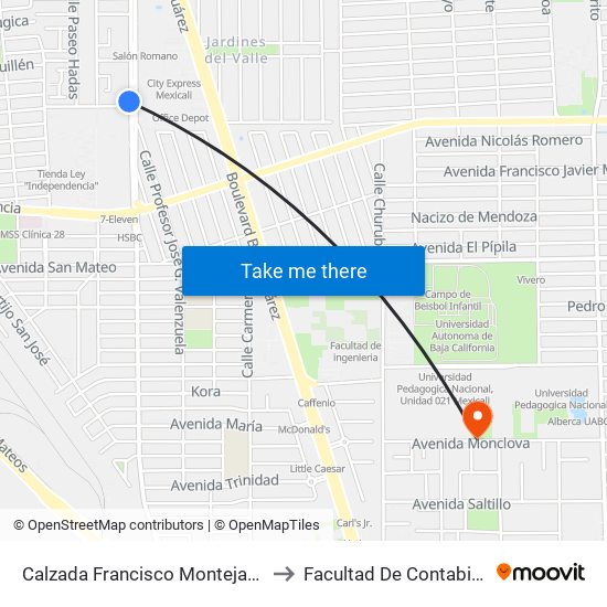 Calzada Francisco Montejano / Avenida Gabriel Mancera to Facultad De Contabilidad Y Administracion map