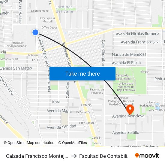 Calzada Francisco Montejano / Antonio Villanueva to Facultad De Contabilidad Y Administracion map