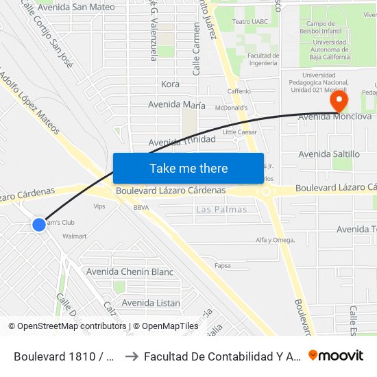 Boulevard 1810 / Calle 1810 to Facultad De Contabilidad Y Administracion map