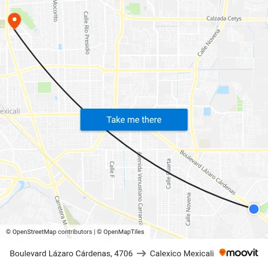 Boulevard Lázaro Cárdenas, 4706 to Calexico Mexicali map