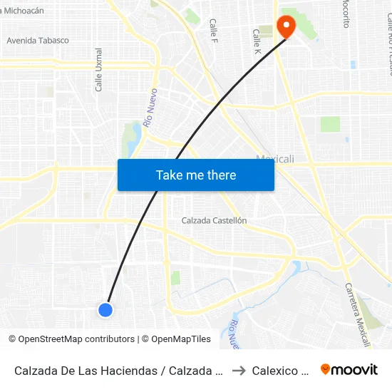 Calzada De Las Haciendas / Calzada Manuel Gómez Morín to Calexico Mexicali map