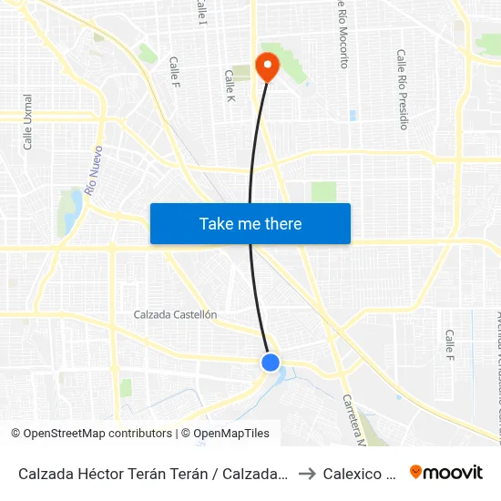 Calzada Héctor Terán Terán / Calzada Manuel Gómez Morín to Calexico Mexicali map