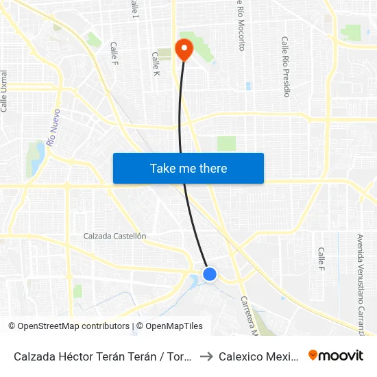 Calzada Héctor Terán Terán / Toronto to Calexico Mexicali map