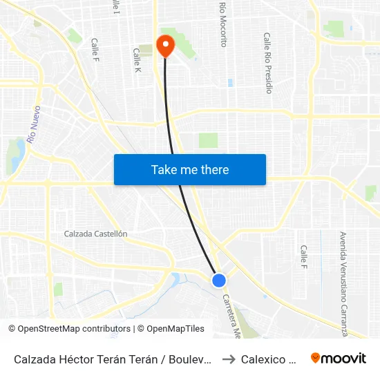 Calzada Héctor Terán Terán / Boulevard Adolfo Mateos to Calexico Mexicali map