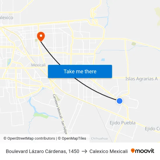 Boulevard Lázaro Cárdenas, 1450 to Calexico Mexicali map
