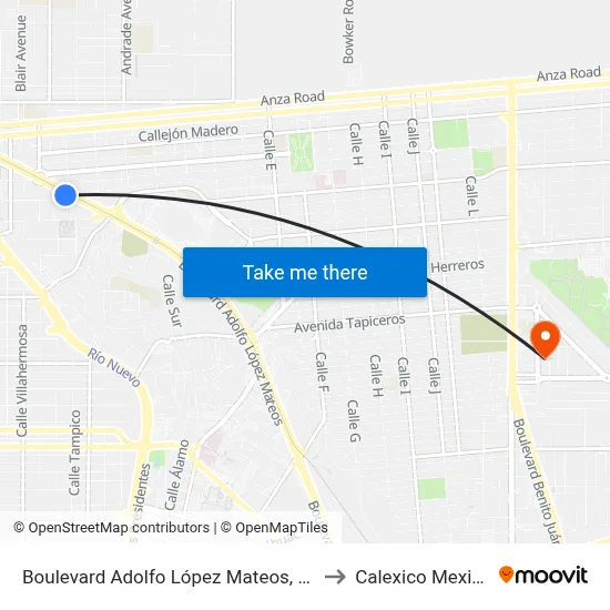 Boulevard Adolfo López Mateos, 562a to Calexico Mexicali map