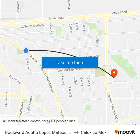 Boulevard Adolfo López Mateos, 800 to Calexico Mexicali map
