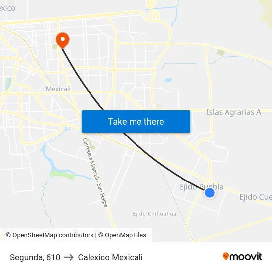 Segunda, 610 to Calexico Mexicali map