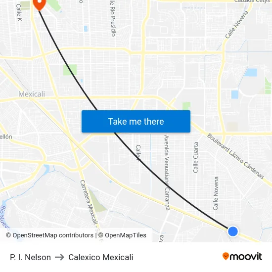 P. I. Nelson to Calexico Mexicali map