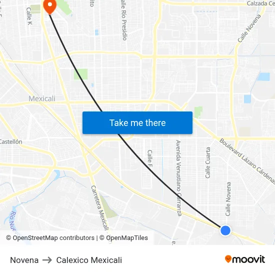Novena to Calexico Mexicali map