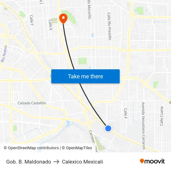 Gob. B. Maldonado to Calexico Mexicali map