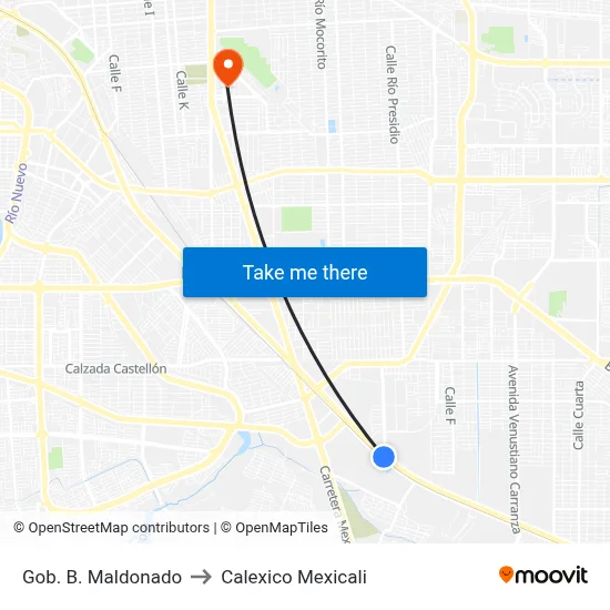 Gob. B. Maldonado to Calexico Mexicali map