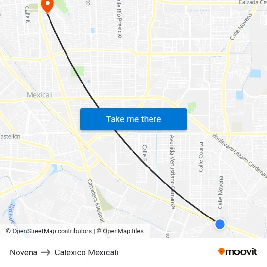 Novena to Calexico Mexicali map