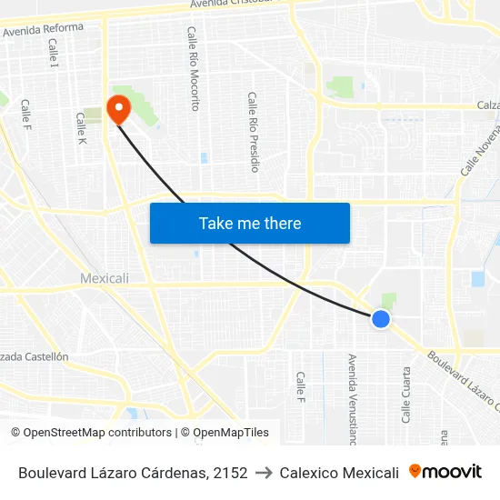 Boulevard Lázaro Cárdenas, 2152 to Calexico Mexicali map