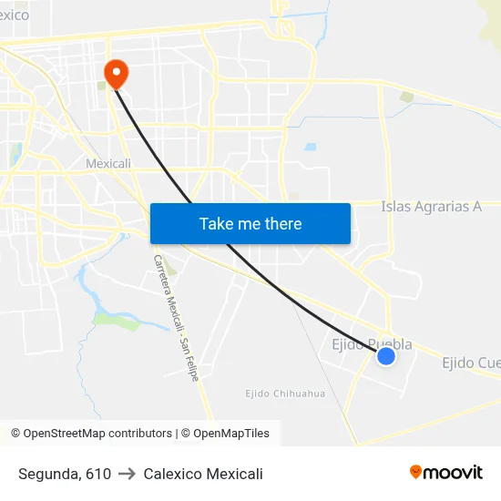 Segunda, 610 to Calexico Mexicali map