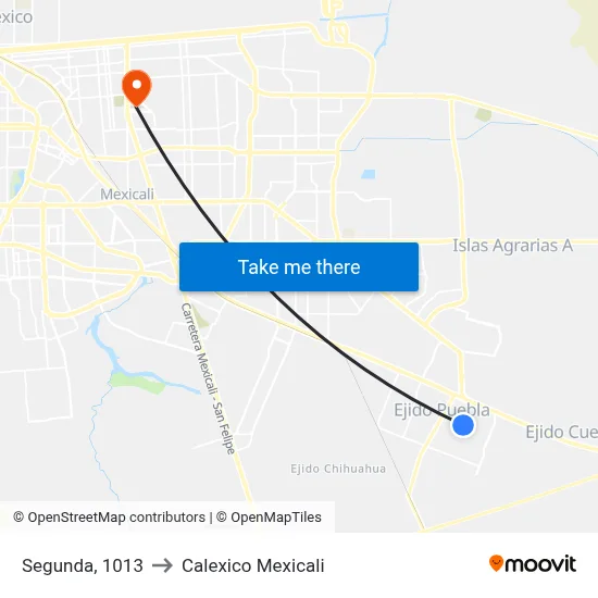 Segunda, 1013 to Calexico Mexicali map