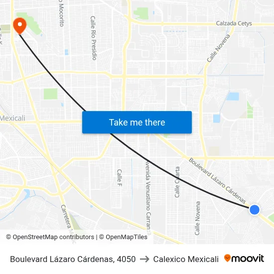 Boulevard Lázaro Cárdenas, 4050 to Calexico Mexicali map
