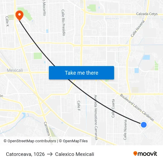 Catorceava, 1026 to Calexico Mexicali map