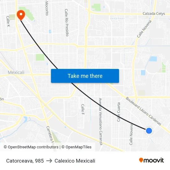 Catorceava, 985 to Calexico Mexicali map