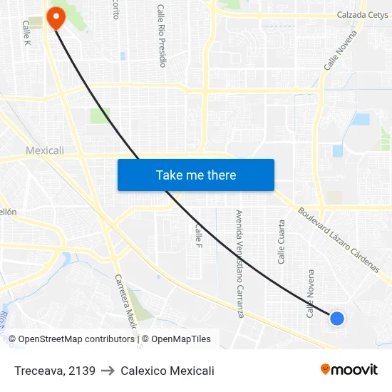 Treceava, 2139 to Calexico Mexicali map