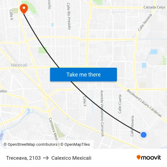 Treceava, 2103 to Calexico Mexicali map