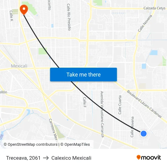 Treceava, 2061 to Calexico Mexicali map
