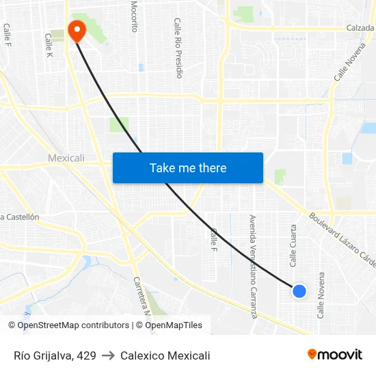 Río Grijalva, 429 to Calexico Mexicali map