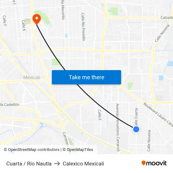 Cuarta / Río Nautla to Calexico Mexicali map