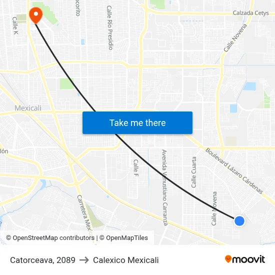 Catorceava, 2089 to Calexico Mexicali map