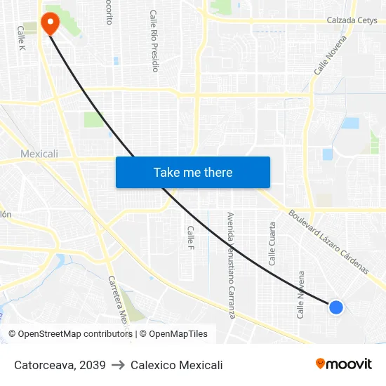 Catorceava, 2039 to Calexico Mexicali map