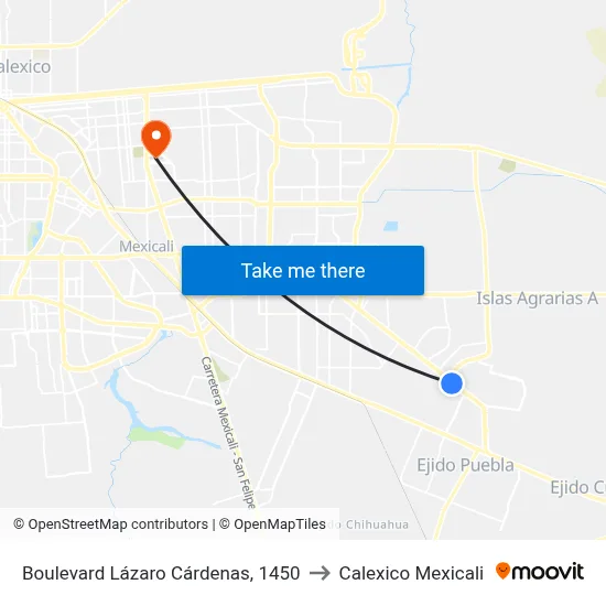Boulevard Lázaro Cárdenas, 1450 to Calexico Mexicali map