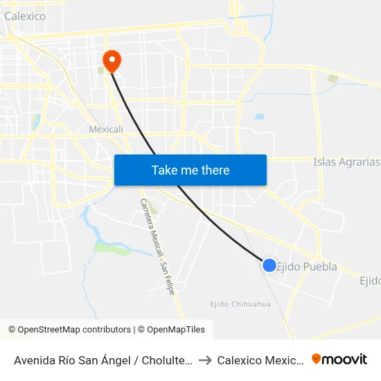 Avenida Río San Ángel / Cholulteca to Calexico Mexicali map