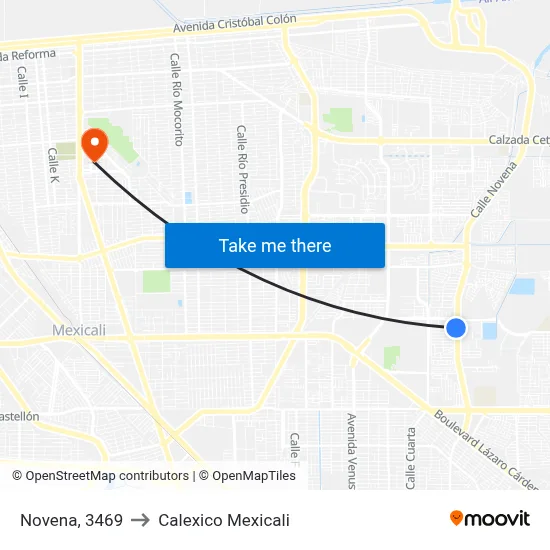 Novena, 3469 to Calexico Mexicali map