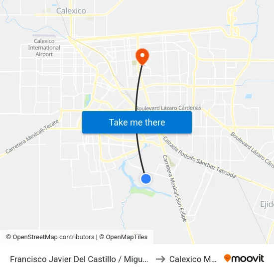 Francisco Javier Del Castillo / Miguel Buenrostro to Calexico Mexicali map