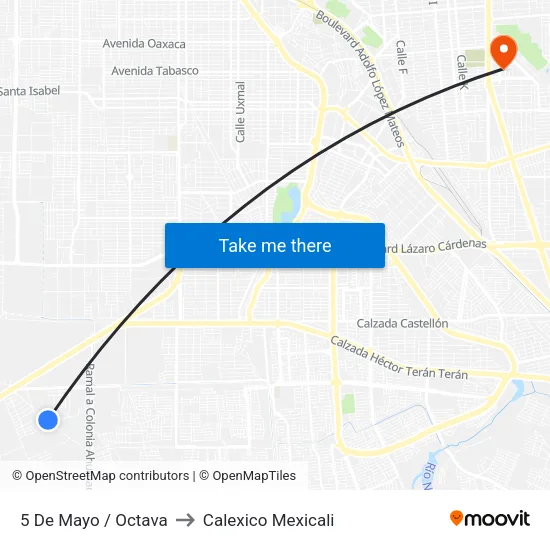 5 De Mayo / Octava to Calexico Mexicali map