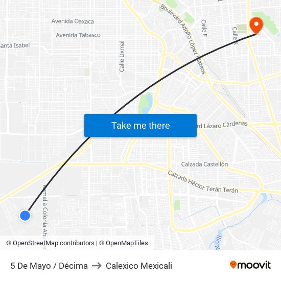 5 De Mayo / Décima to Calexico Mexicali map