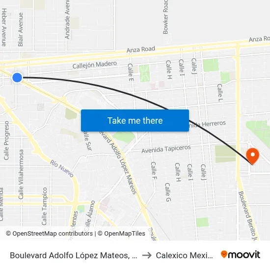 Boulevard Adolfo López Mateos, 400 to Calexico Mexicali map