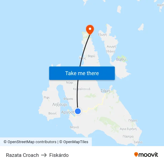 Razata Junction to Fiskardo map