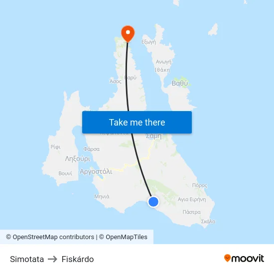 Simotata to Fiskardo map