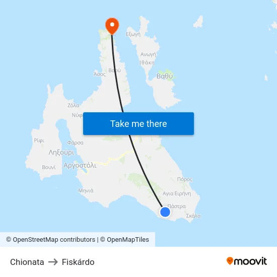 Chionata to Fiskardo map
