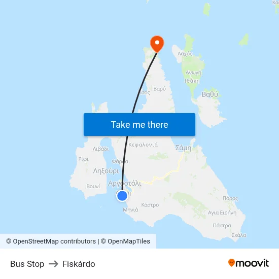 Bus Stop to Fiskardo map