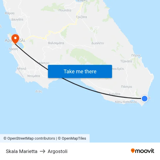 Skala Marietta to Argostoli map