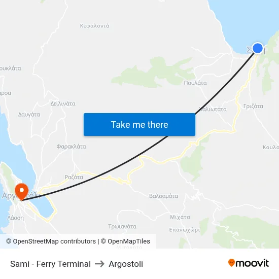 Sami - Ferry Terminal to Argostoli map